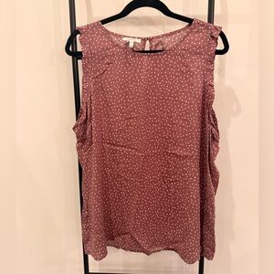 Maurices Sleeveless Blouse - Mauve with White Dots